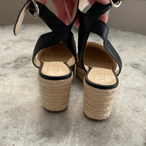 Sole Society So-Channing Black and Tan Dotted Calf Hair Espadrille Wedges - Picture 6 of 16